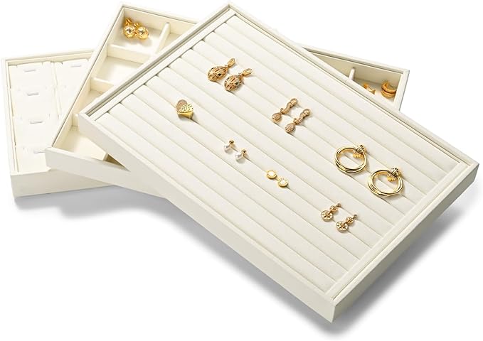 Microfiber Jewelry Display Tray, Stackable Jewelry Drawer Organizer Trays - Image 9