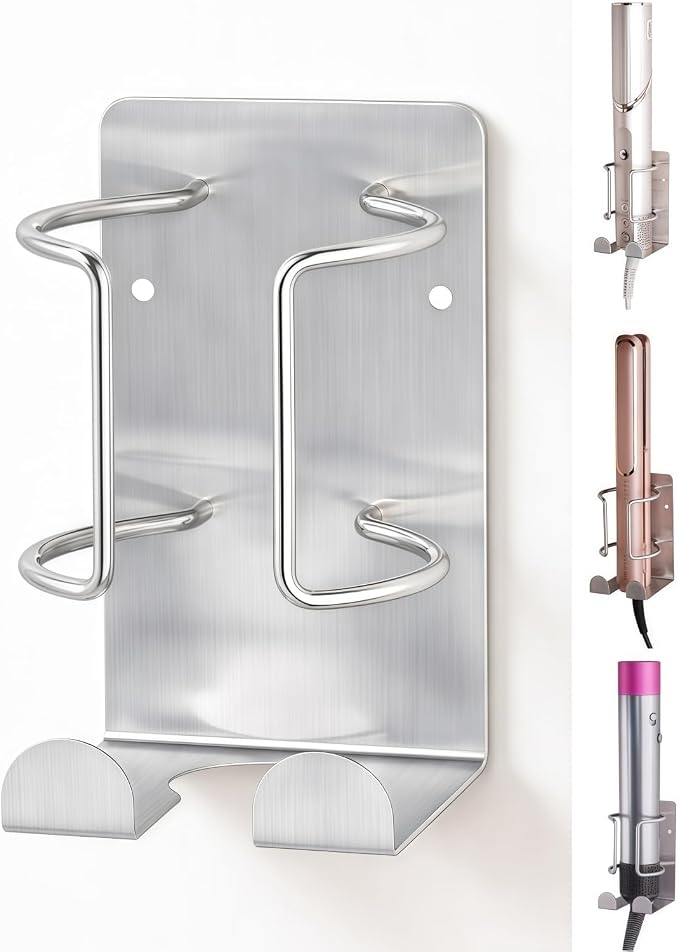 Curling Iron Holder, Stainless Steel Flat Iron Holder Wall Mount, Hair by PTALSEAW-PortableDryerHolder
