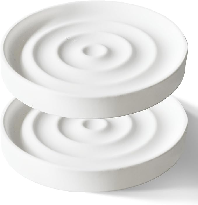 2 Pack Diatomite Soap Dish Holder, Quick Dry Stone Bar Holder, Water Absorbent by SlowSLog