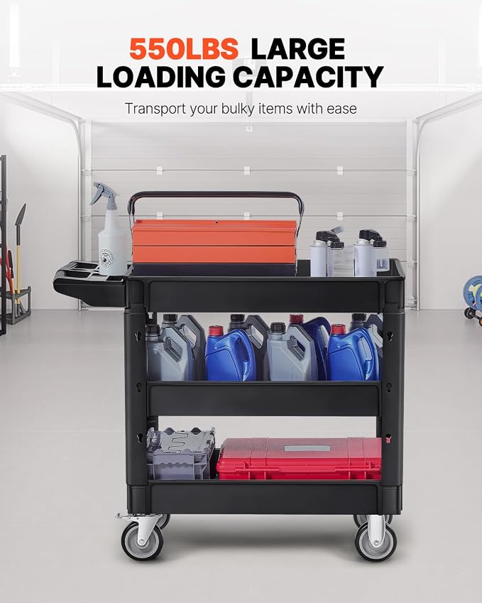 VEVOR Utility Cart, 3-Tier Plastic Service Cart - Image 2