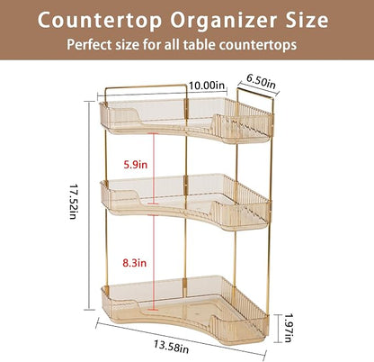 3-Tier Corner Bathroom Counter Organizer – Classic Storage Shelf - Image 2