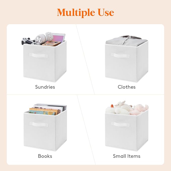 Lifewit Storage Cubes, 11 Inch Organizer Bins, 18L White, 6 Packs | Foldable - Image 5