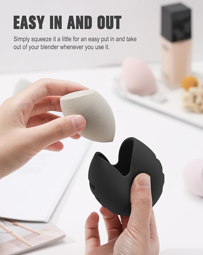 FERYES 2 PCS Makeup Sponge Holder – Shatterproof Eco-Friendly Silicone Beauty - Image 5