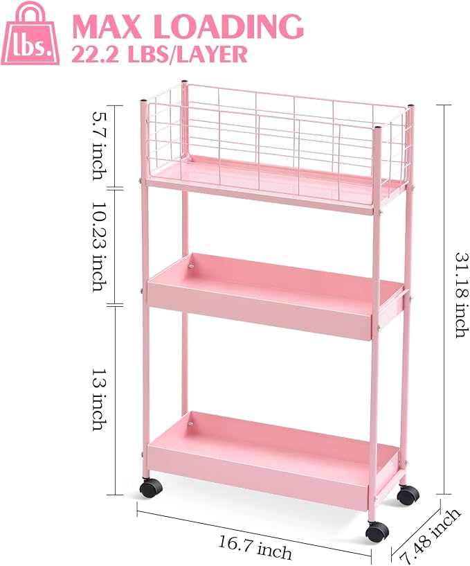 KINGRACK Slim Rolling Storage Cart 3 Tier - Image 8