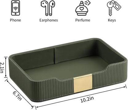 Valet Tray Desktop Storage Organizer, PU Leather Catchall Bedside Vanity Tray - Image 7