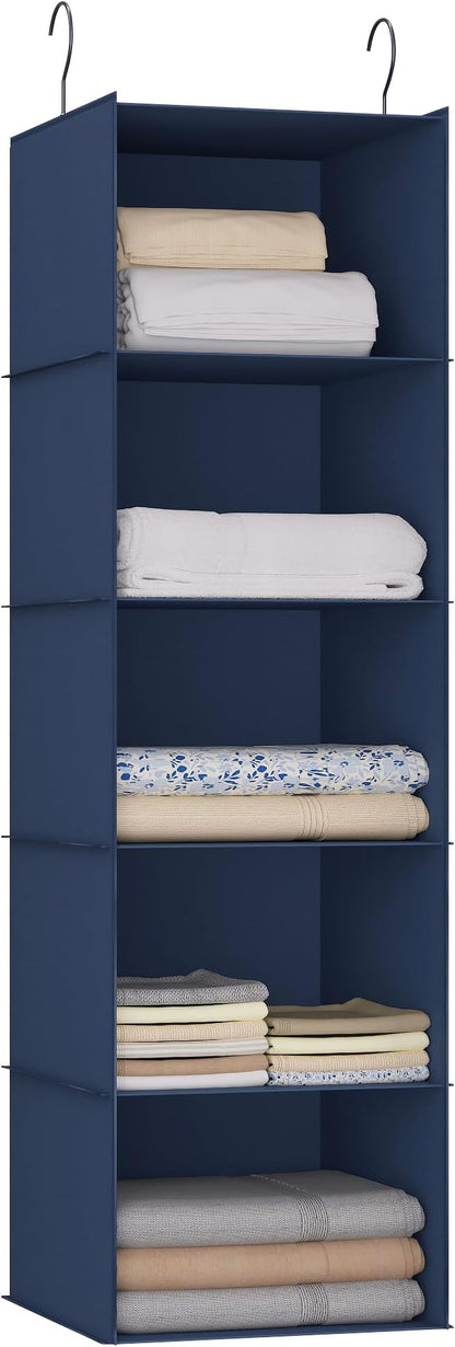 Hanging Closet Organizer and Storage 5-Shelf, Easy Mount Foldable Hanging by DonYeco