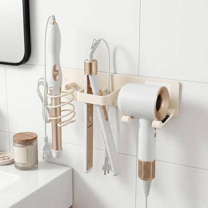Hair Dryer Holder Wall Mount No Drill, 3 in 1 Curling Iron Holder & Flat Iron - Image 3