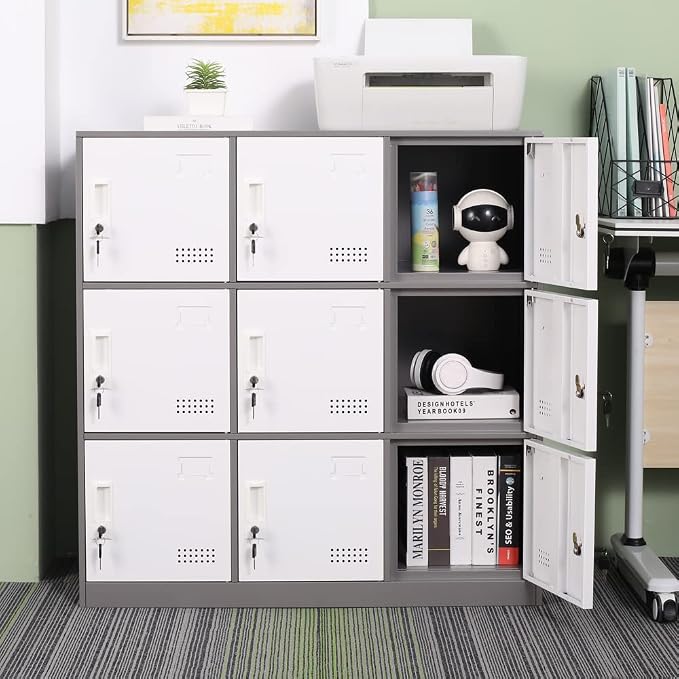 Metal Locker 9 Door Storage Cabinet, Steel Storage Lockers - Image 2