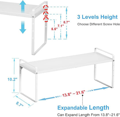 Set of 2 Expandable Cabinet Shelf Organizer, Stackable Kitchen Countertop - Image 2