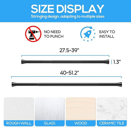 Tension Curtain Rod Black Tension Rod 28 To 48 Inch Spring Curtain Rod Non Slip - Image 8