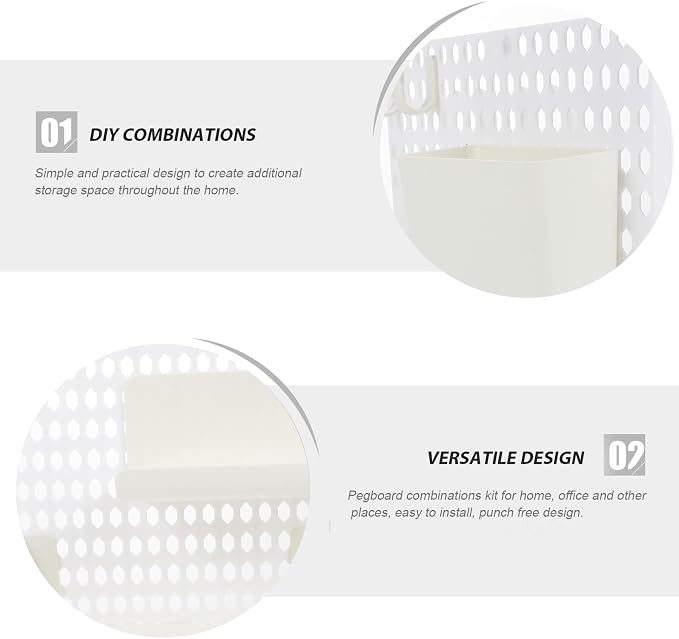 Wall Pegboard Storage Shelf White Plastic Organizer Rack - Image 7