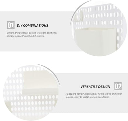 Wall Pegboard Storage Shelf White Plastic Organizer Rack - Image 7