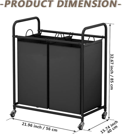 SUOERNUO Laundry Hamper Basket 2 Bag Laundry Sorter Cart - Image 5