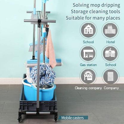 broom and mop holder put wet mops movable Commercial mop rack cleaning tool - Image 3