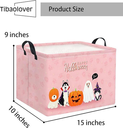 Halloween Basket Cute Baskets for Kids Pumpkin Basket Rectangular Storage Bin - Image 2