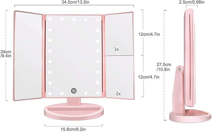 Tri-fold Lighted Vanity Makeup Mirror - Image 4