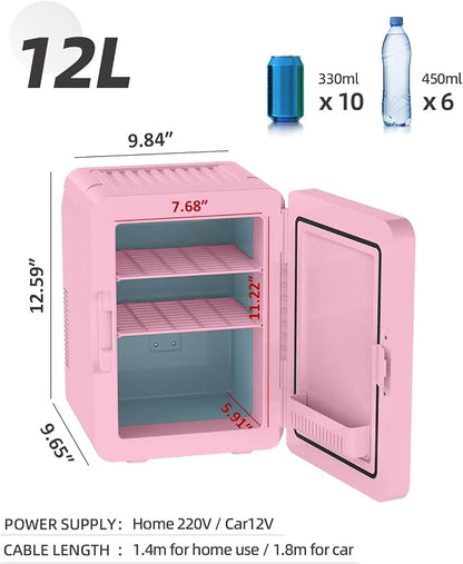 12L Skincare Fridge with Mirror & LED Lighting, 3-Mode Dimmable, Cooler & Warmer - Image 8