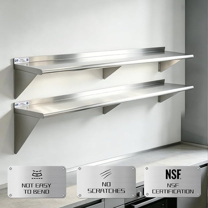 Hally Stainless Steel Shelf Wall Mounted Metal Shelf Wall Shelf 12 x 60 NSF - Image 4