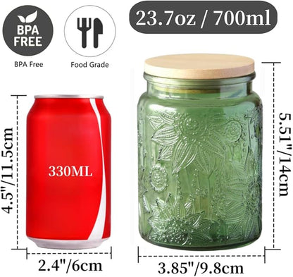 ANSQU Set of 2 Glass Jars with Lids, 23.7 FL OZ Vintage Glass Storage Jars - Image 2