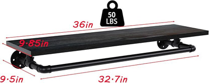 Black Clothes Rack 36in, Wall Mounted Garment Rack - Image 8