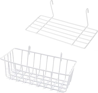 GBYAN Wire Wall Grid Basket Hanging Display Shelf White Metal Grid Panel by GBYAN