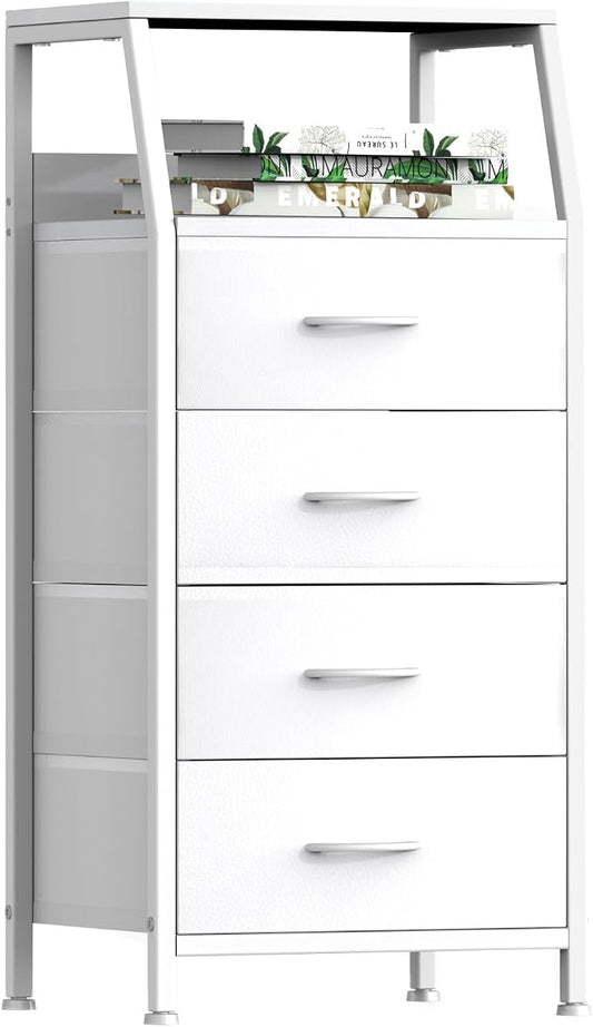 4 Drawers Small Fabric Dresser for Bedroom, Tall Dorm Nightstand | Vertical by Ollieroo