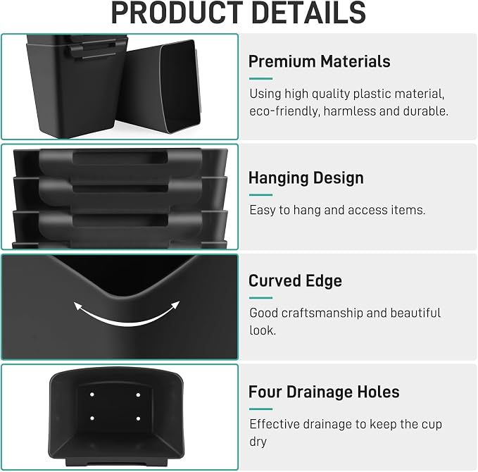 5 Pack Hanging Cup Holders, Space Saving Hanging Storage Basket Pencil Holder - Image 2