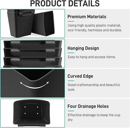 5 Pack Hanging Cup Holders, Space Saving Hanging Storage Basket Pencil Holder - Image 2