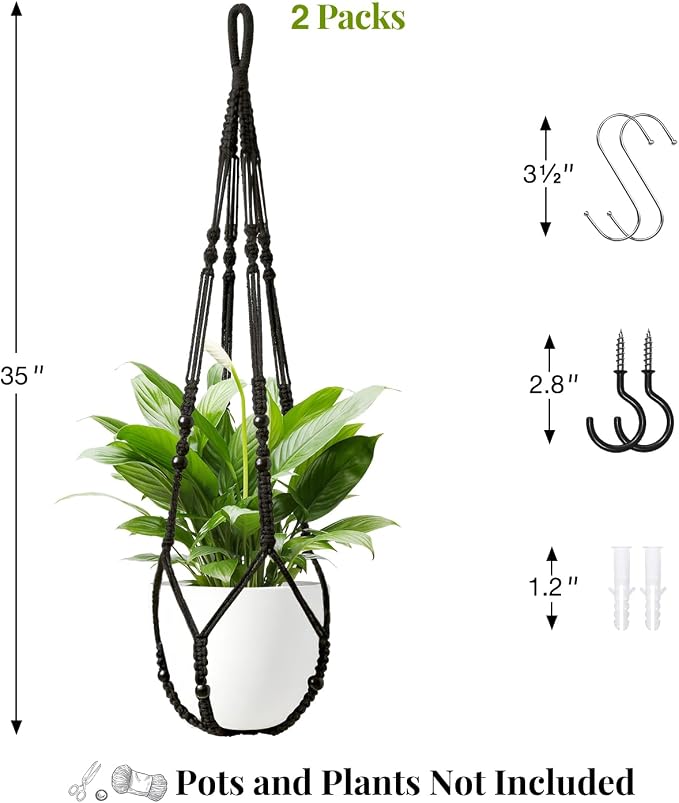 LEWESU Macrame Plant Hanger Indoor Set of 2 - Image 3