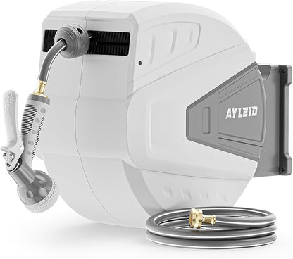 Ayleid Retractable Rubber Hybrid Garden Hose Reel, 1/2"x130ft Wall Mount | by Ayleid