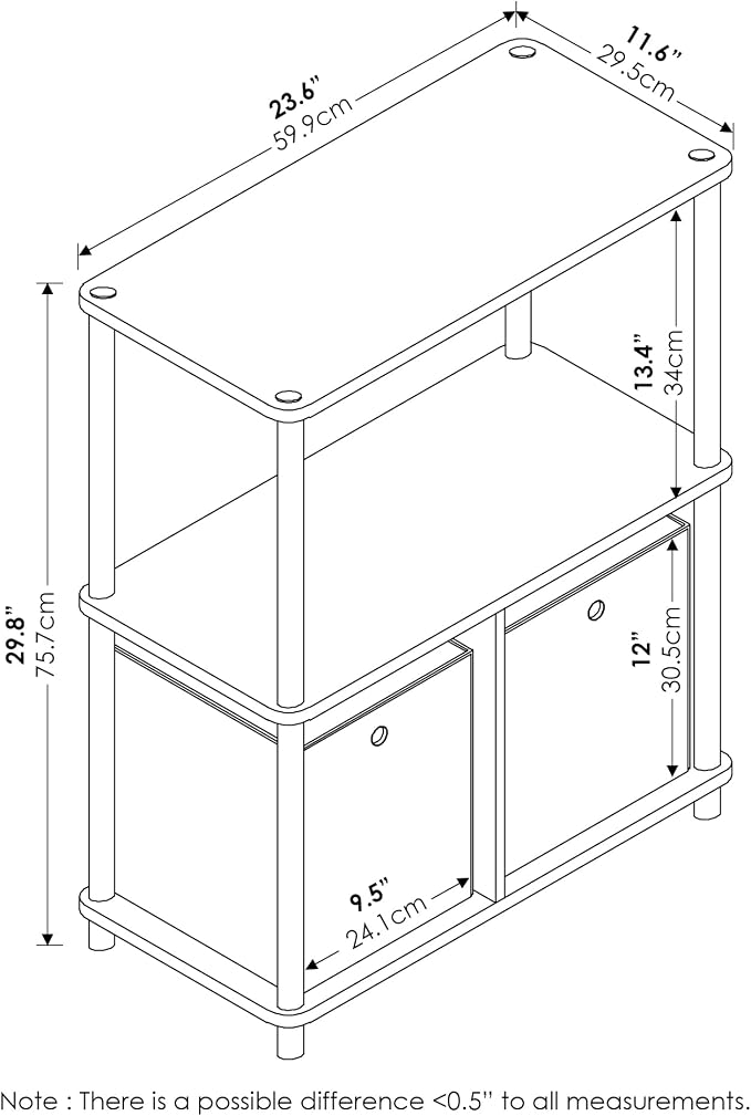 Furinno TURN-N-TUBE Storage Shelves, 3-Tier Toolless Book Shelf - Image 3