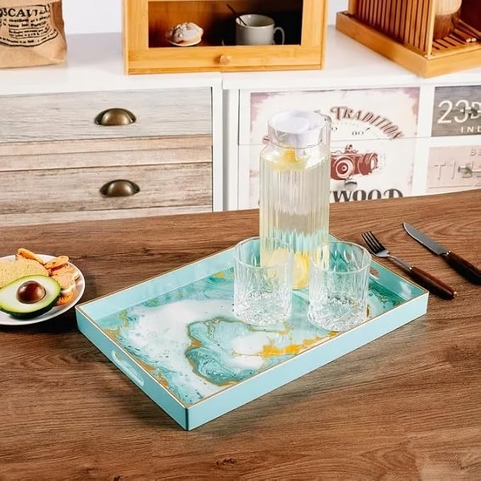 Turquoise Marbling Decorative Tray - Image 4