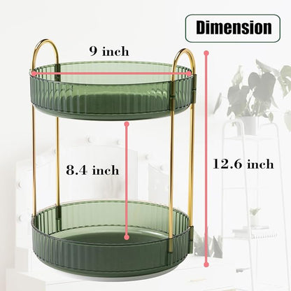 Rotating Makeup Organizer Countertop 2 Tier Lazy Susan Trays Clear Skincare - Image 5
