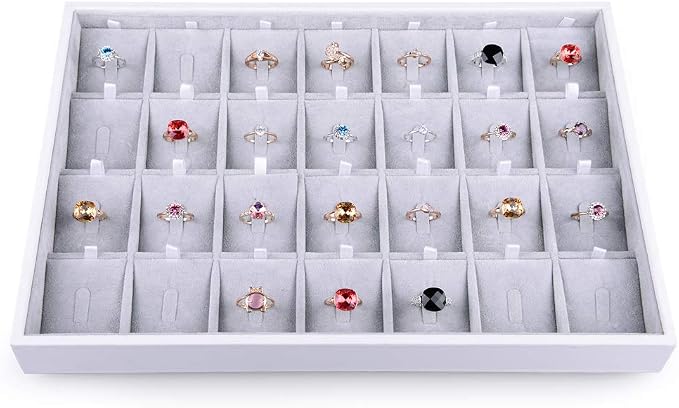 Oirlv Velvet Stackable Jewelry Tray Display Organizer, 28 Region Ring | by Oirlv