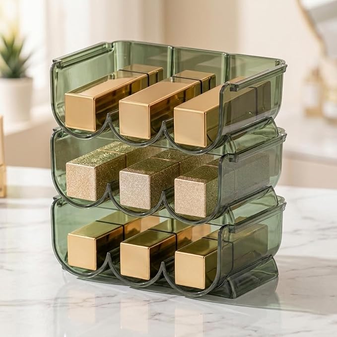 Green Stackable Lipstick Organizer Acrylic Cosmetic Display Case, 3-Tier by Unknown