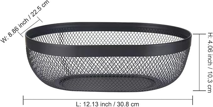 AJIODA Metal Mesh Steel Basket, Oval Metal Wire Storage Organizer Baskets Multi - Image 2