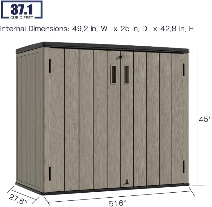 KINYING Outdoor Horizontal Storage Sheds, Outdoor Storage Cabinet Waterproof - Image 4