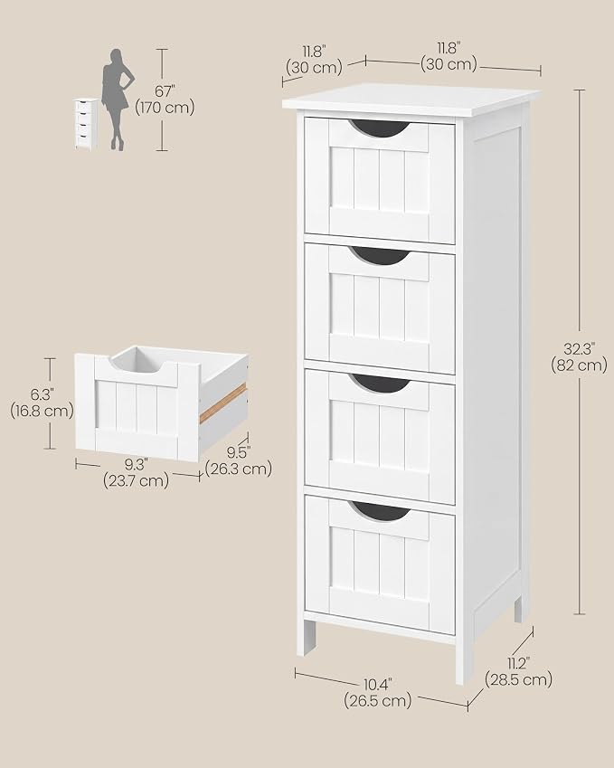 VASAGLE Floor Storage Cabinet, Freestanding Storage Organizer - Image 3