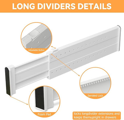 REBECAT 5 Pack Drawer Dividers for Clothes Adjustable Drawer Dividers 4" High - Image 7