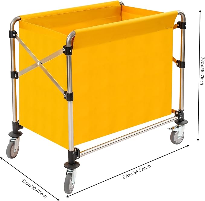 Commercial Laundry Cart with Wheels, Folding Laundry Hamper Cart, Heavy Duty - Image 2