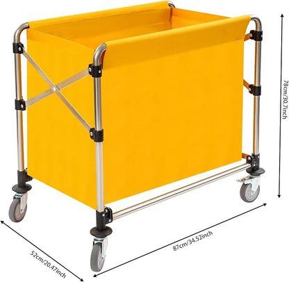 Commercial Laundry Cart with Wheels, Folding Laundry Hamper Cart, Heavy Duty - Image 2