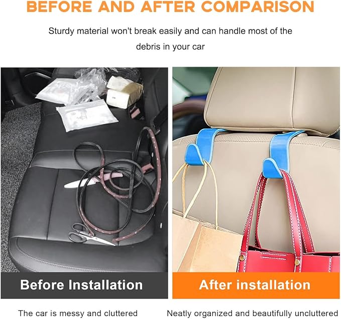 povtii 4PCS Car Seat Headrest Hook, Auto Back Seat Hanging Storage Organizer - Image 6