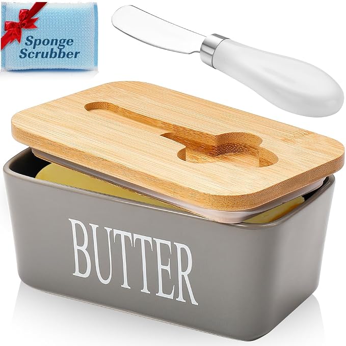 Butter Dish with Lid: Large Butter Container by AISBUGUR