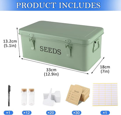 Seed Storage Box, Metal Seed Bin Seed Storage Organizer, 4 Dividers Seed - Image 7