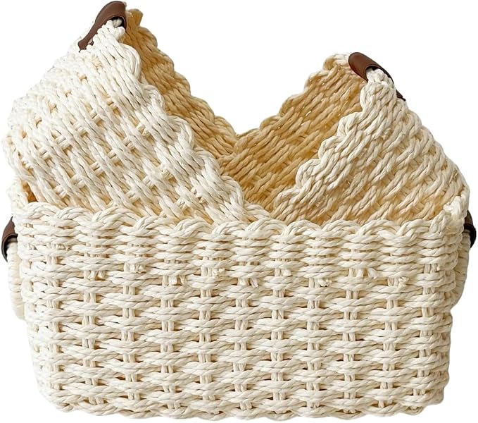 Small baskets for Organizing, Cute woven Storage basket by QingtuHome