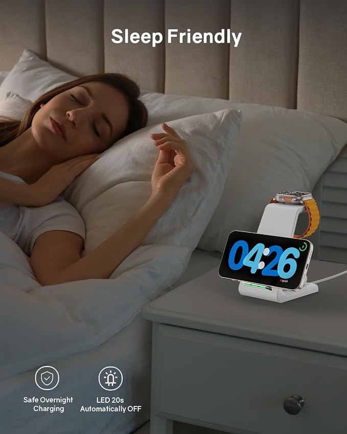 Wireless Charging Station for Apple - 3 in 1 Wireless Charger Stand Dock Watch - Image 6
