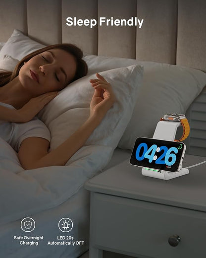 Wireless Charging Station for Apple - 3 in 1 Wireless Charger Stand Dock Watch - Image 6