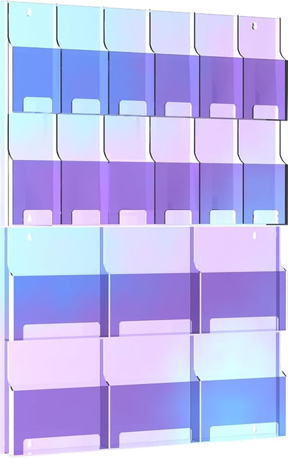 Iridescent Acrylic Wall Mounted Brochure Holder, 6 Magazine Holders and 12 by Nalwort