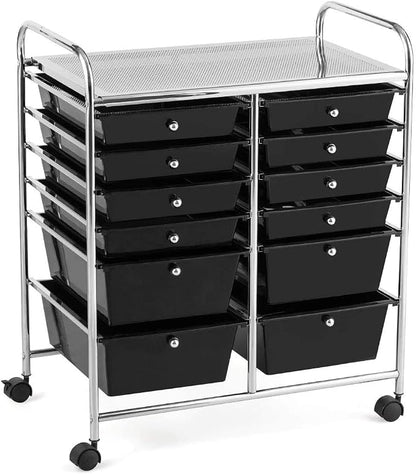 Giantex 12 Drawer Rolling Storage Cart Tools Scrapbook Paper Office School - Image 9