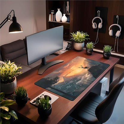 Misty Forest Desk Pad Mat Anime Mouse Pad Gaming Playmat, Large Mouse Pad Deer - Image 3